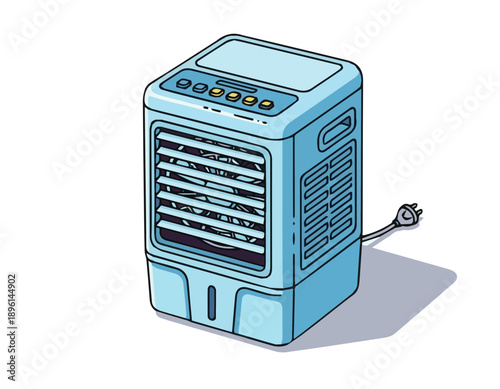 Air Cooler Coloured Vector Art Illustration Isolated on White Background