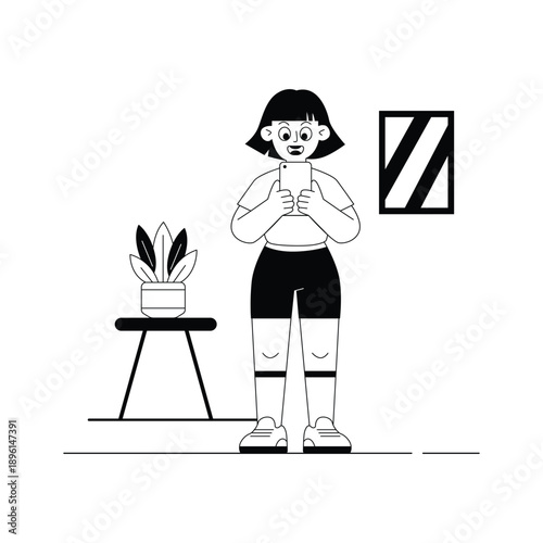 A modern glyph illustration of mobile shopping activity