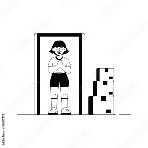 A detailed glyph illustration of order fulfillment process, ready to use vector