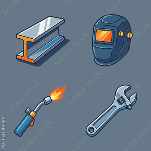 Welding and Metalworking Tools and Materials Set.