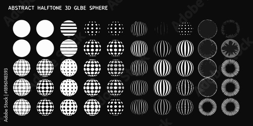 Abstract halftone sphere variations in a grid arrangement
