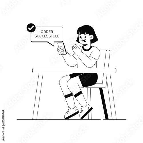 A clear glyph illustration of order confirmation message