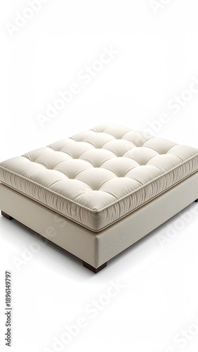 Creamy, tufted cushion atop a low platform