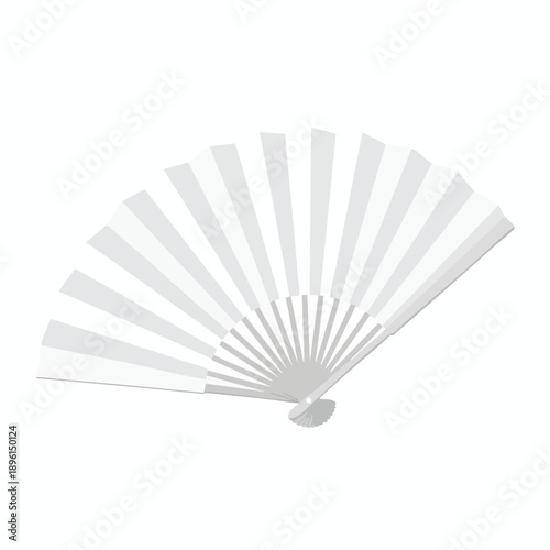 White Handheld Fan Isolated on White Background
