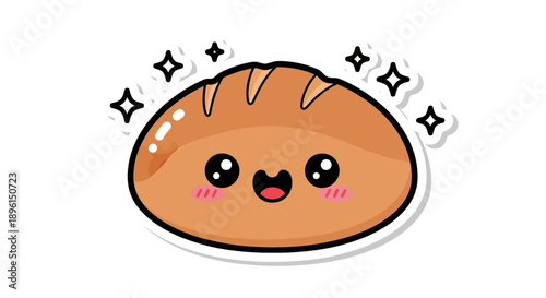 kawaii bread cartoon sticker