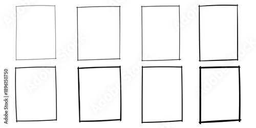 Hand-drawn doodle set of rectangles on a white background.
