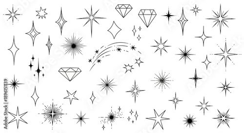 Set of 40 starburst and diamond vector icons