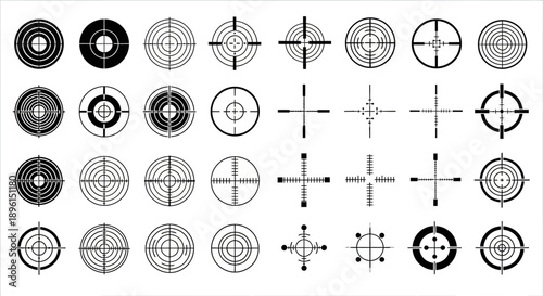 Set of 30 geometric target icons vector