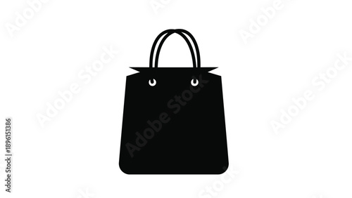Black handbag silhouette with two handles on white background for shopping and fashion concepts