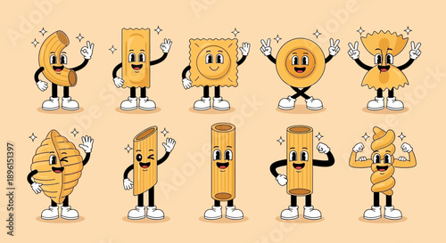 Set of 9 happy coin characters vector illustrations