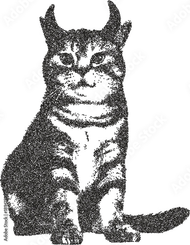 Cat y2k retro stipple art feline brutalist halftone vector png transparent, kitten 2000s photocopy effect tattoo aesthetic