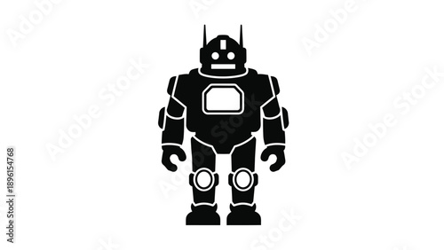 Robot character with white outline on plain background futuristic design and technology concept