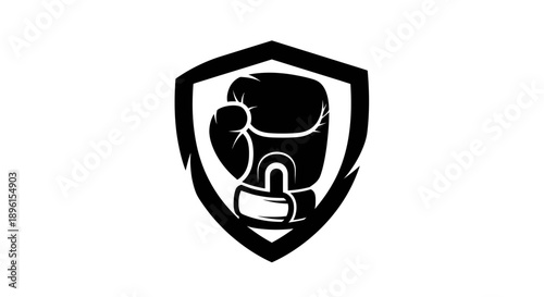 Boxing glove in shield logo vector