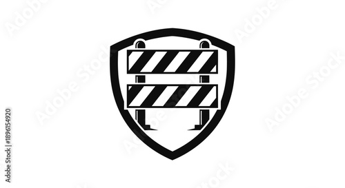 Shield with Construction Barrier Icon