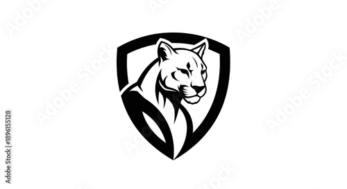 Cougar Head in Shield Logo