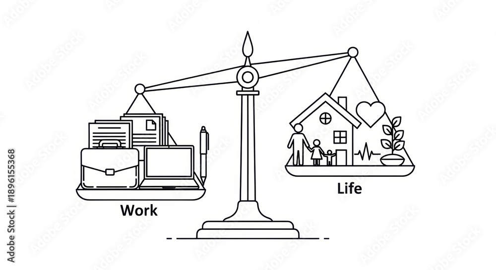 Naklejka premium Work Life Balance Scale Concept Illustration