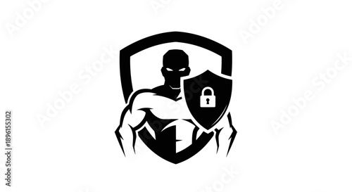Superhero Security Shield with Lock Icon