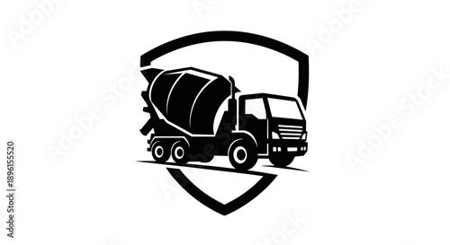Cement Mixer Truck Shield Logo