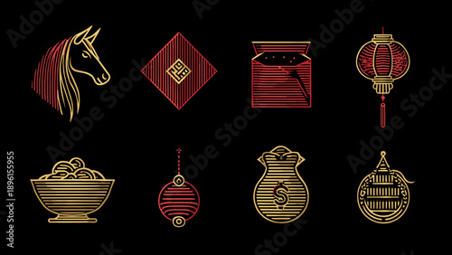 Collection of Traditional Chinese Cultural Items and Symbols.