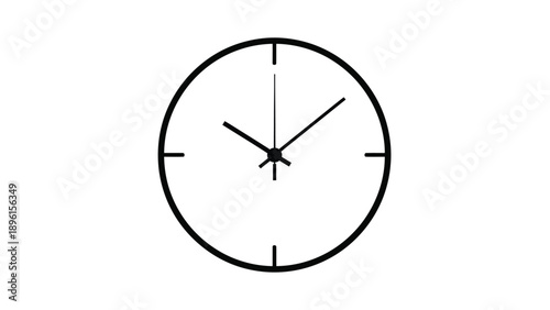 Simple black clock face with hour and minute hands on white background symbolizing time and punctuality