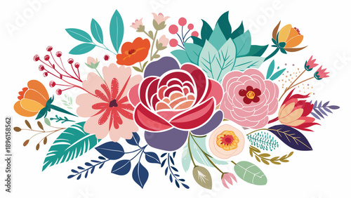Vibrant floral celebration with cheerful garden Vibrant autumn floral bouquet with warm earthy tones Vector



