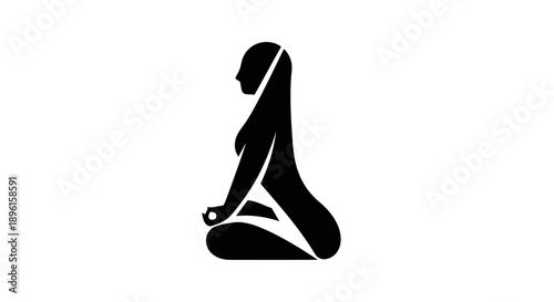 Meditating figure silhouette, yoga pose