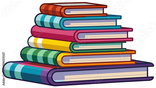 Colorful stack of books representing knowledge and learning Vector

