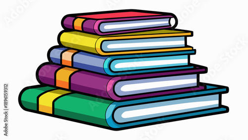 Colorful stack of books representing knowledge and learning Vector
