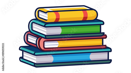 Colorful stack of books representing knowledge and learning Vector
