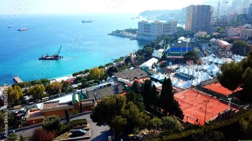 Monte Carlo, Monaco - Cityscape Skyline, Sea Landscape - Cinematic Sky View Discover the magnificence of Monte Carlo, in the heart of Monaco, France. Enjoy breathtaking sea views of the French Riviera