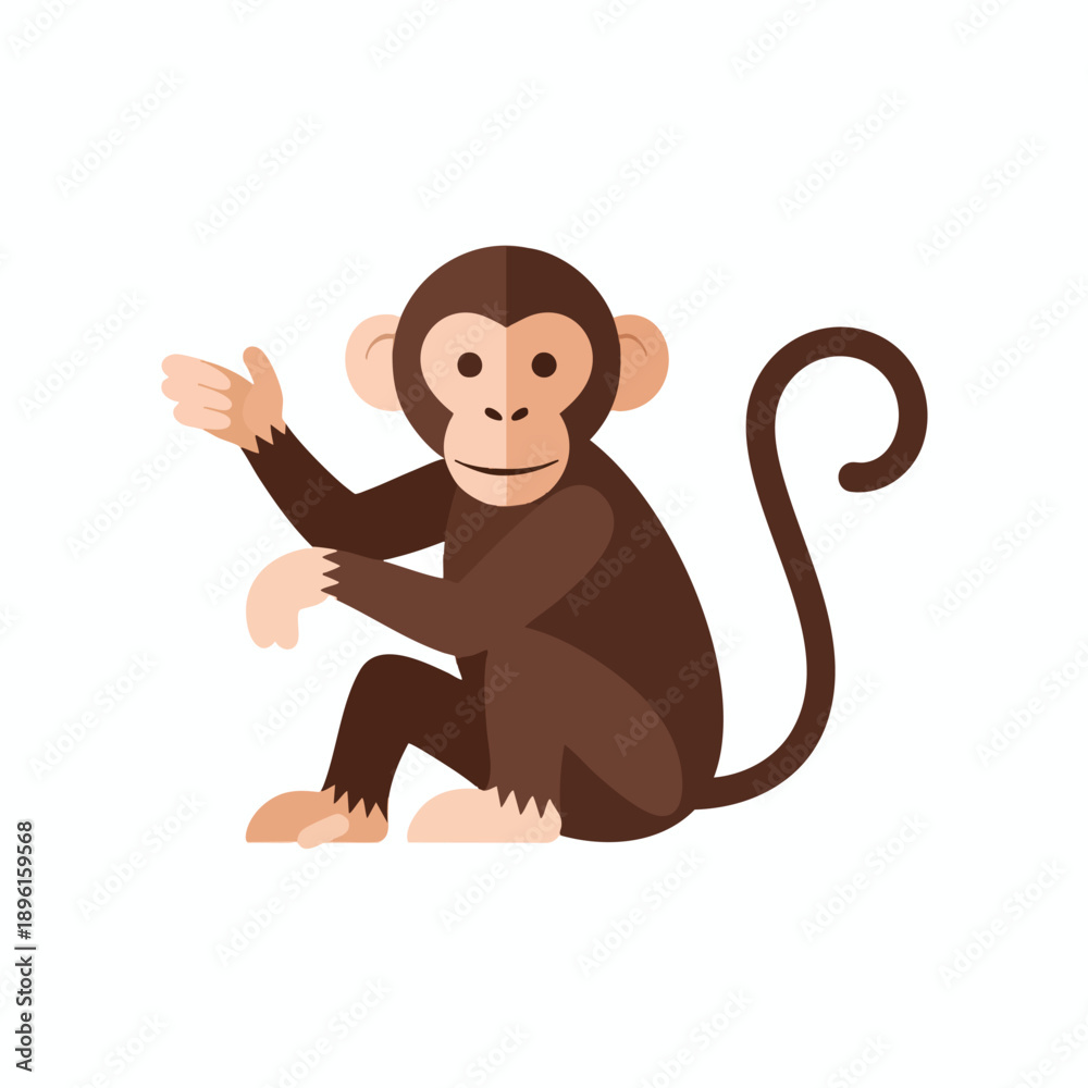 Obraz premium Playful Cartoon Monkey Sitting and Gesturing