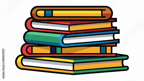 Colorful stack of books representing knowledge and learning Vector
