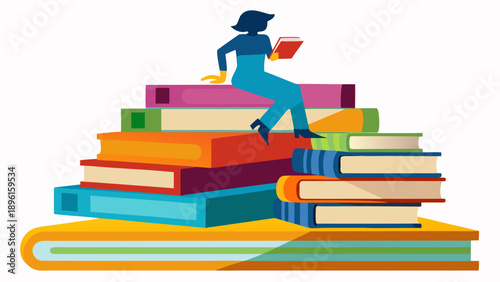 Colorful stack of books representing knowledge and learning Vector
