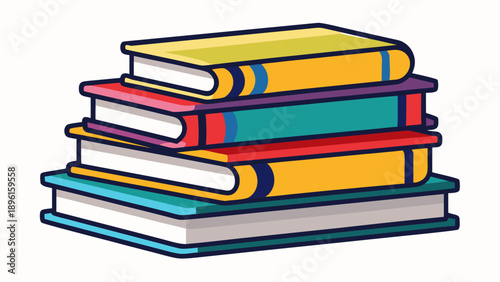 Colorful stack of books representing knowledge and learning Vector
