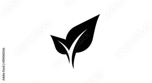 Black leaf icon with a checkmark shape