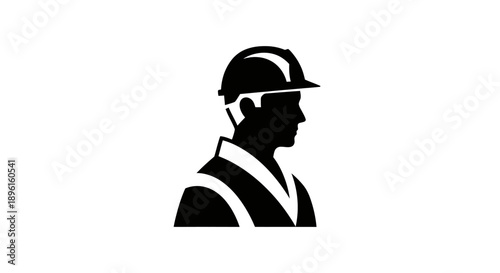Construction worker silhouette in hard hat and safety vest