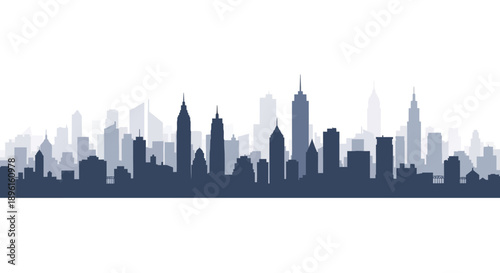 Modern city skyline with sleek skyscrapers and urban landscape