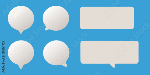 Collection of blank speech bubbles and message boxes on a blue background