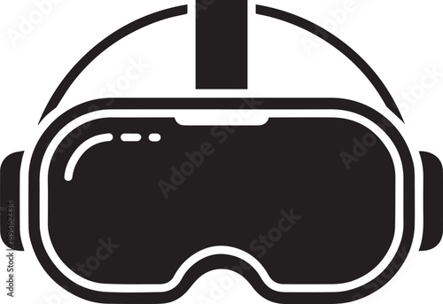 Virtual reality headset with immersive goggles and adjustable head strap, designed for VR gaming, training, and simulation experiences, providing a high-tech visual interface.