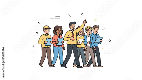 Diverse group of adults engaged in teamwork and leadership activity