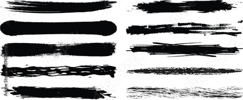 Wallpaper Mural Collection of Black Ink Grunge Brush Strokes and Hand Drawn Artistic Paint Smears Isolated on White Background Torontodigital.ca