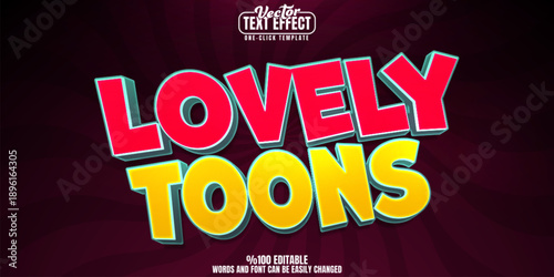 Cartoon editable text effect, customizable retro and comic 3d font style