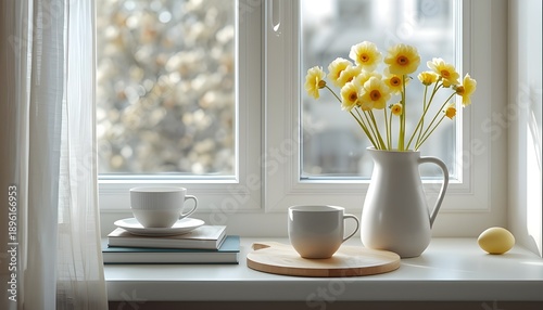 cup of tea and flowers