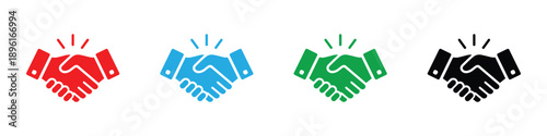 business handshake partnership icon set agreement cooperation deal success team trust symbol