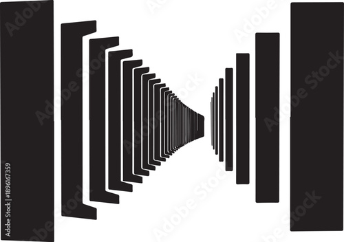 Geometric shapes forming a tunnel or corridor