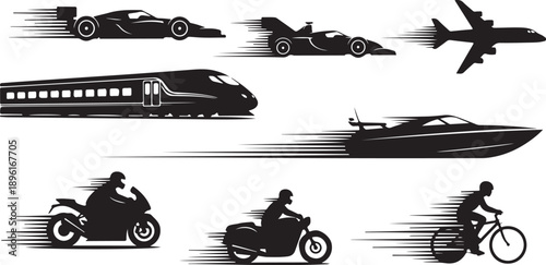 Vehicles in Motion Silhouette Speed Collection
