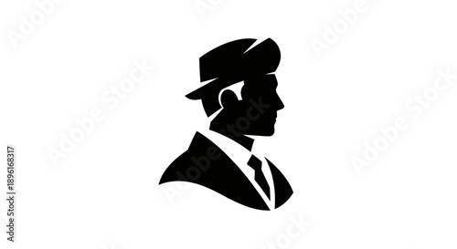 Man in Hat and Suit Profile Vector