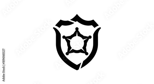 Shield with Star Badge Emblem