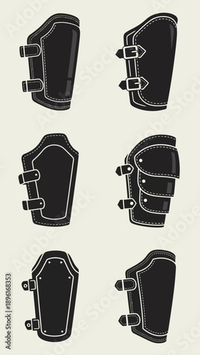 Collection of Black Leather Arm Guards and Bracers for Cosplay and Historical Reenactment