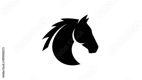 Stylized Black Horse Head Silhouette